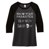 Know Your Parasites Funny Anti Against Joe Biden Lunatic Women's Tri-Blend 3/4-Sleeve Raglan Shirt