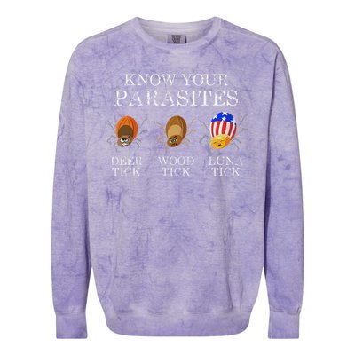 Know Your Parasites Anti Trump Luna Tick Colorblast Crewneck Sweatshirt