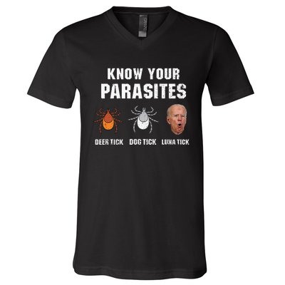 Know Your Parasites Anti Joe Biden V-Neck T-Shirt