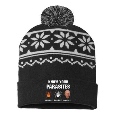 Know Your Parasites Anti Joe Biden USA-Made Snowflake Beanie