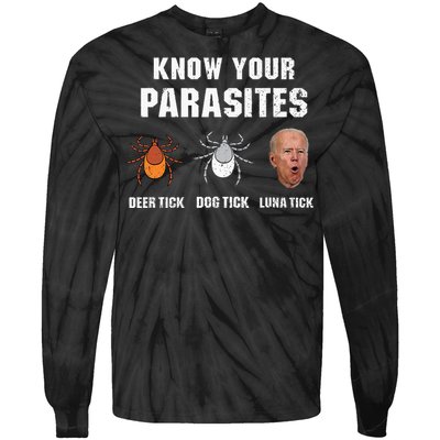 Know Your Parasites Anti Joe Biden Tie-Dye Long Sleeve Shirt