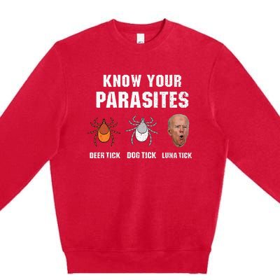 Know Your Parasites Anti Joe Biden Premium Crewneck Sweatshirt