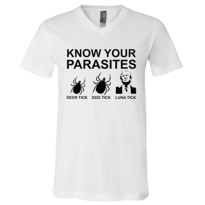 Know Your Parasites Anti Trump V-Neck T-Shirt