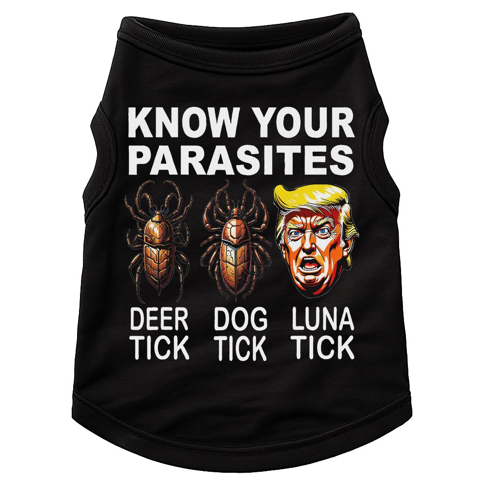 Know Your Parasites Anti Trump Funny Luna Tick Democrat Doggie Tank