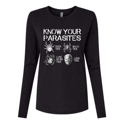 Know Your Parasites Tick Biden (On Back) TShirt Womens Cotton Relaxed Long Sleeve T-Shirt