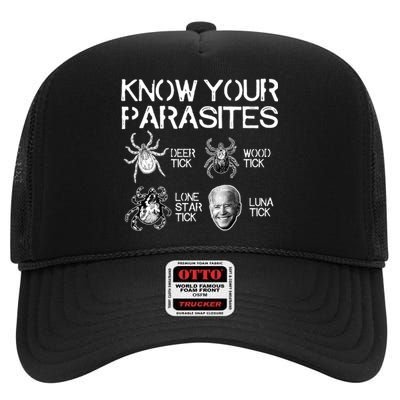 Know Your Parasites Tick Biden (On Back) TShirt High Crown Mesh Back Trucker Hat