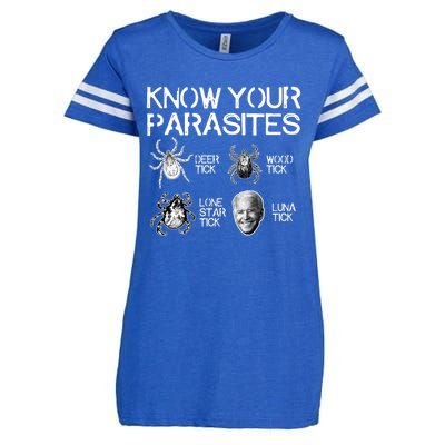 Know Your Parasites Tick Biden (On Back) TShirt Enza Ladies Jersey Football T-Shirt