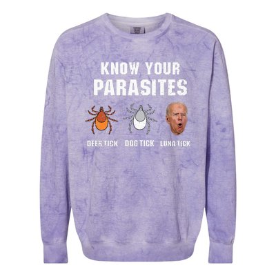 Know Your Parasites Anti Joe Biden Colorblast Crewneck Sweatshirt