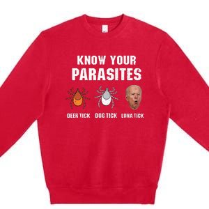 Know Your Parasites Anti Joe Biden Premium Crewneck Sweatshirt