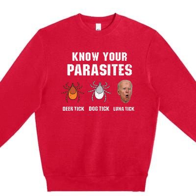 Know Your Parasites Anti Joe Biden Premium Crewneck Sweatshirt