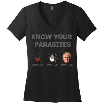 Know Your Parasites Anti Trump Resist Women's V-Neck T-Shirt
