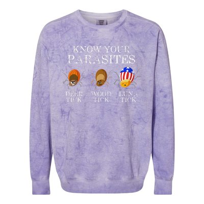 Know Your Parasites Anti Trump Luna Tick Funny Colorblast Crewneck Sweatshirt