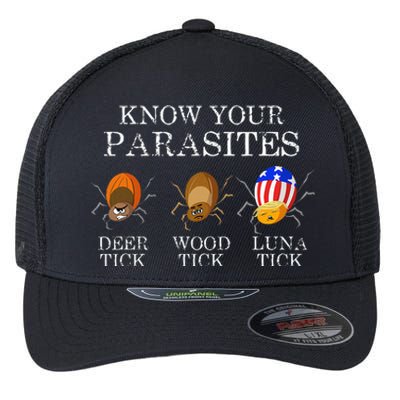 Know Your Parasites Anti Trump Luna Tick Funny Flexfit Unipanel Trucker Cap