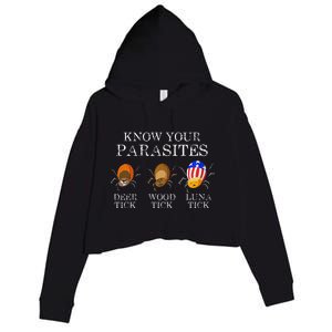 Know Your Parasites Anti Trump Luna Tick Funny Crop Fleece Hoodie