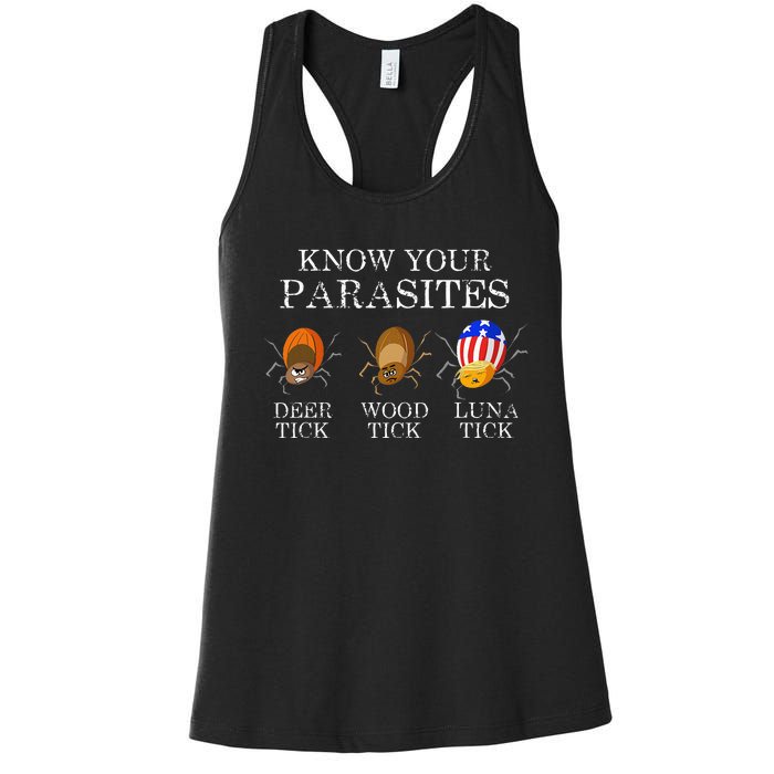 Know Your Parasites Anti Trump Luna Tick Funny Women's Racerback Tank