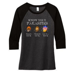 Know Your Parasites Anti Trump Luna Tick Funny Women's Tri-Blend 3/4-Sleeve Raglan Shirt