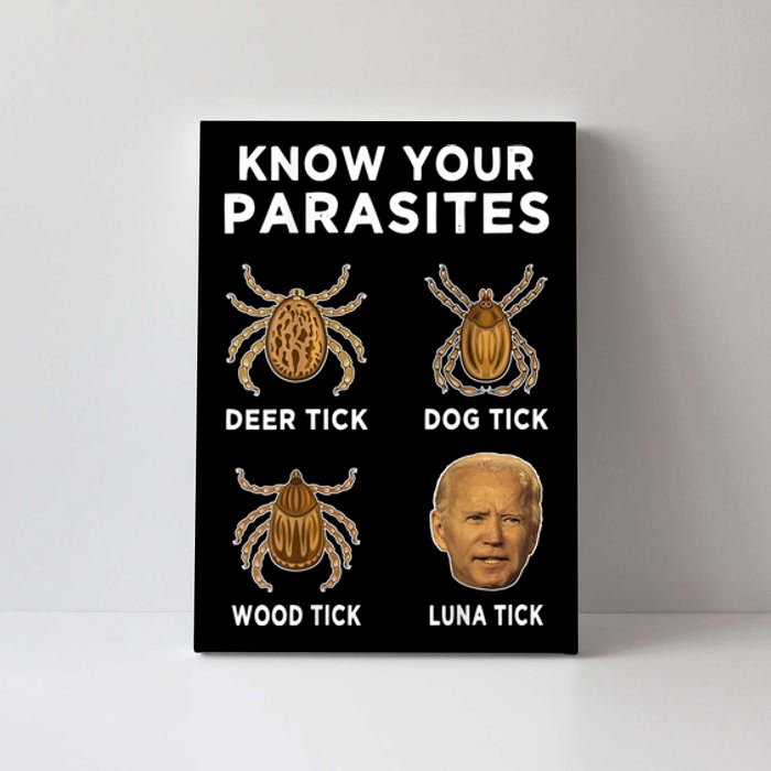 Know Your Parasites Funny Anti Joe Biden (On Back) Canvas