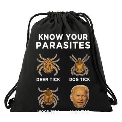 Know Your Parasites Funny Anti Joe Biden (On Back) Drawstring Bag