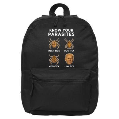 Know Your Parasites Funny Anti Joe Biden (On Back) 16 in Basic Backpack