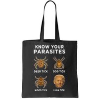 Know Your Parasites Funny Anti Joe Biden (On Back) Tote Bag