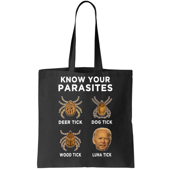 Know Your Parasites Funny Anti Joe Biden (On Back) Tote Bag