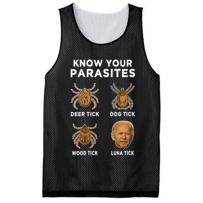 Know Your Parasites Funny Anti Joe Biden (On Back) Mesh Reversible Basketball Jersey Tank