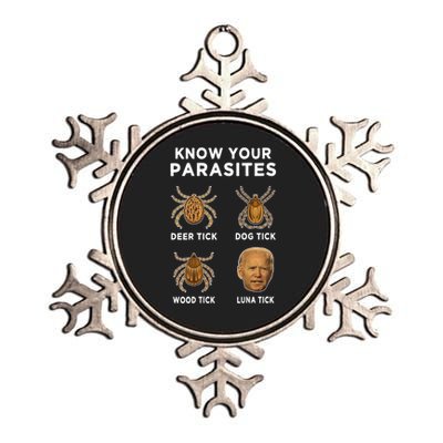 Know Your Parasites Funny Anti Joe Biden (On Back) Metallic Star Ornament