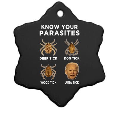 Know Your Parasites Funny Anti Joe Biden (On Back) Ceramic Star Ornament