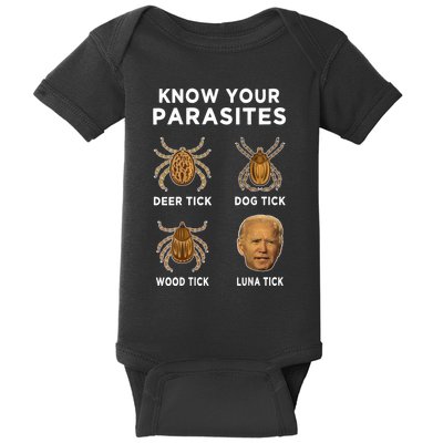 Know Your Parasites Funny Anti Joe Biden (On Back) Baby Bodysuit