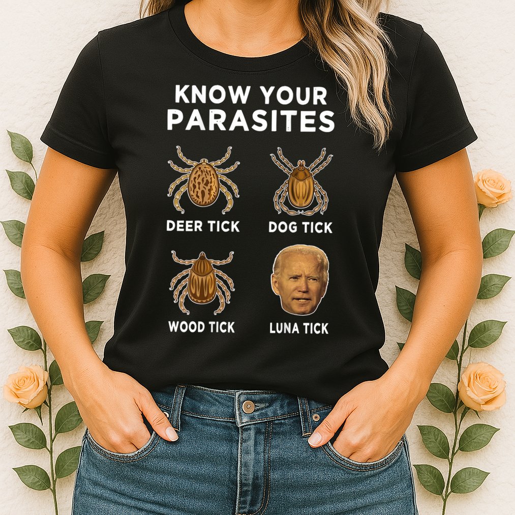 Know Your Parasites Funny Anti Joe Biden (On Back) Womens T-Shirt