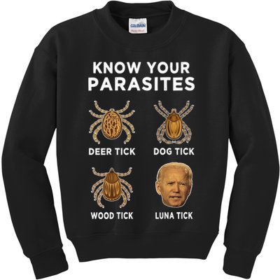 Know Your Parasites Funny Anti Joe Biden (On Back) Kids Sweatshirt