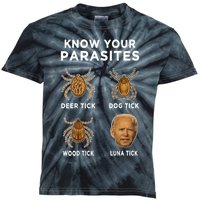 Know Your Parasites Funny Anti Joe Biden (On Back) Kids Tie-Dye T-Shirt