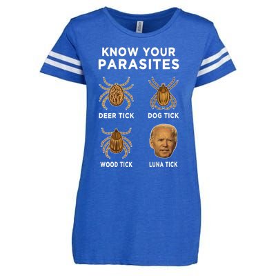 Know Your Parasites Funny Anti Joe Biden (On Back) Enza Ladies Jersey Football T-Shirt