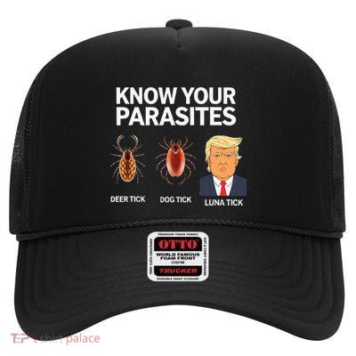 Know Your Parasites Anti Trumpism & Kamala Harris Support High Crown Mesh Back Trucker Hat