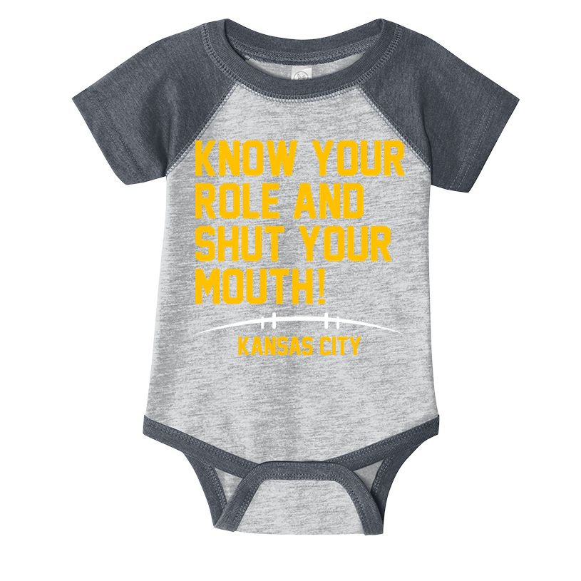 Know Your Role Shut Your Mouth Mahomes KC Infant Baby Jersey Bodysuit