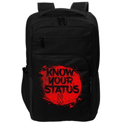 Know Your Status World Hiv Aids Awareness Day Red Ribbon Impact Tech Backpack