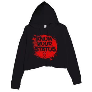 Know Your Status World Hiv Aids Awareness Day Red Ribbon Crop Fleece Hoodie