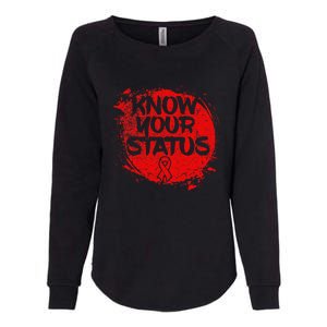 Know Your Status World Hiv Aids Awareness Day Red Ribbon Womens California Wash Sweatshirt