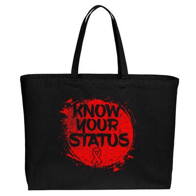 Know Your Status World Hiv Aids Awareness Day Red Ribbon Cotton Canvas Jumbo Tote