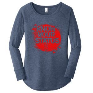 Know Your Status World Hiv Aids Awareness Day Red Ribbon Women's Perfect Tri Tunic Long Sleeve Shirt