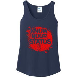 Know Your Status World Hiv Aids Awareness Day Red Ribbon Ladies Essential Tank