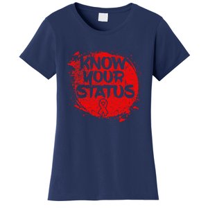 Know Your Status World Hiv Aids Awareness Day Red Ribbon Women's T-Shirt