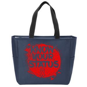 Know Your Status World Hiv Aids Awareness Day Red Ribbon Zip Tote Bag