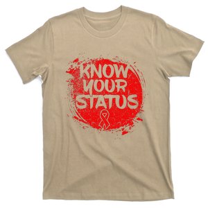 Know Your Status World Hiv Aids Awareness Day Red Ribbon T-Shirt