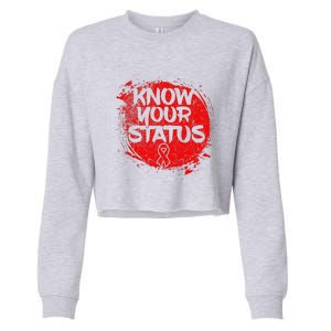 Know Your Status World Hiv Aids Awareness Day Red Ribbon Cropped Pullover Crew