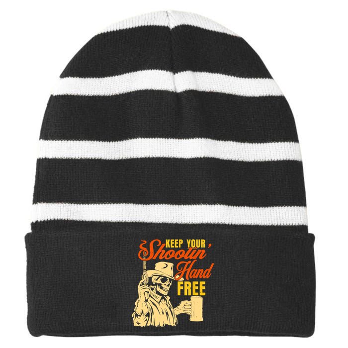 Keep Your Shooting Hand Free Striped Beanie with Solid Band