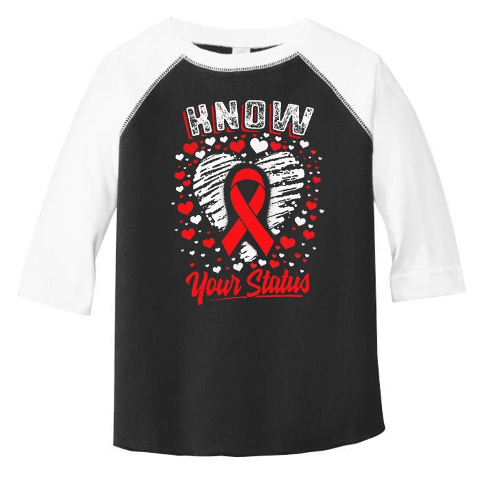 Know Your Status Red Ribbon Hiv & Aids Awareness Virus Toddler Fine Jersey T-Shirt