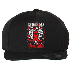 Know Your Status Red Ribbon Hiv & Aids Awareness Virus Wool Snapback Cap