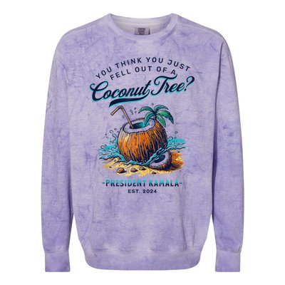 Kamala You Think You Just Fell Out Of A Coconut Tree Funny Colorblast Crewneck Sweatshirt