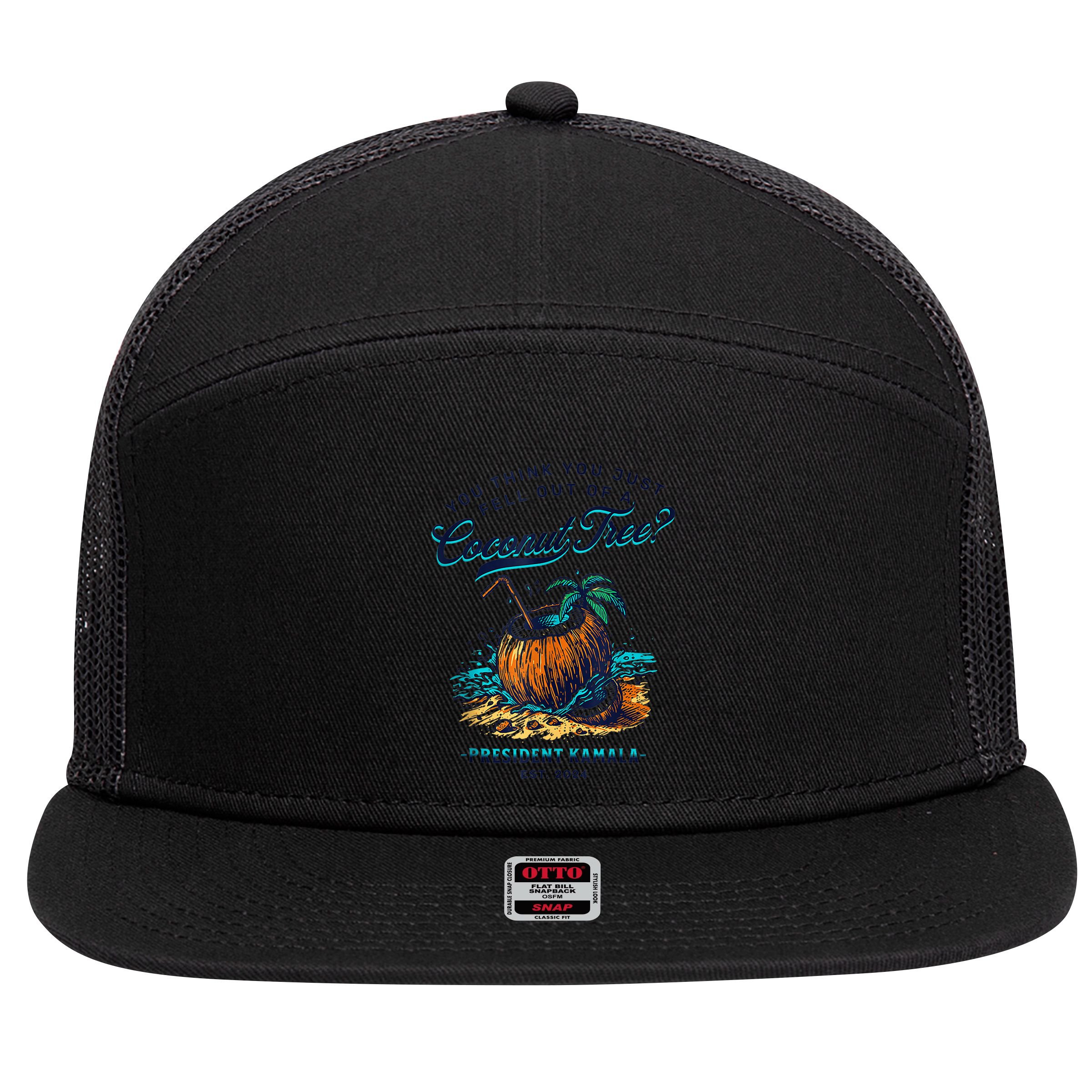 Kamala You Think You Just Fell Out Of A Coconut Tree Funny 7 Panel Mesh Trucker Snapback Hat